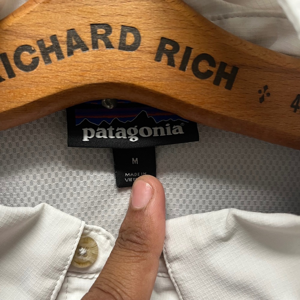 Patagonia Mens White Long Sleeve Fishing Shirt Phillips 66 Conoco 76 Ripstop M - Picture 7 of 9